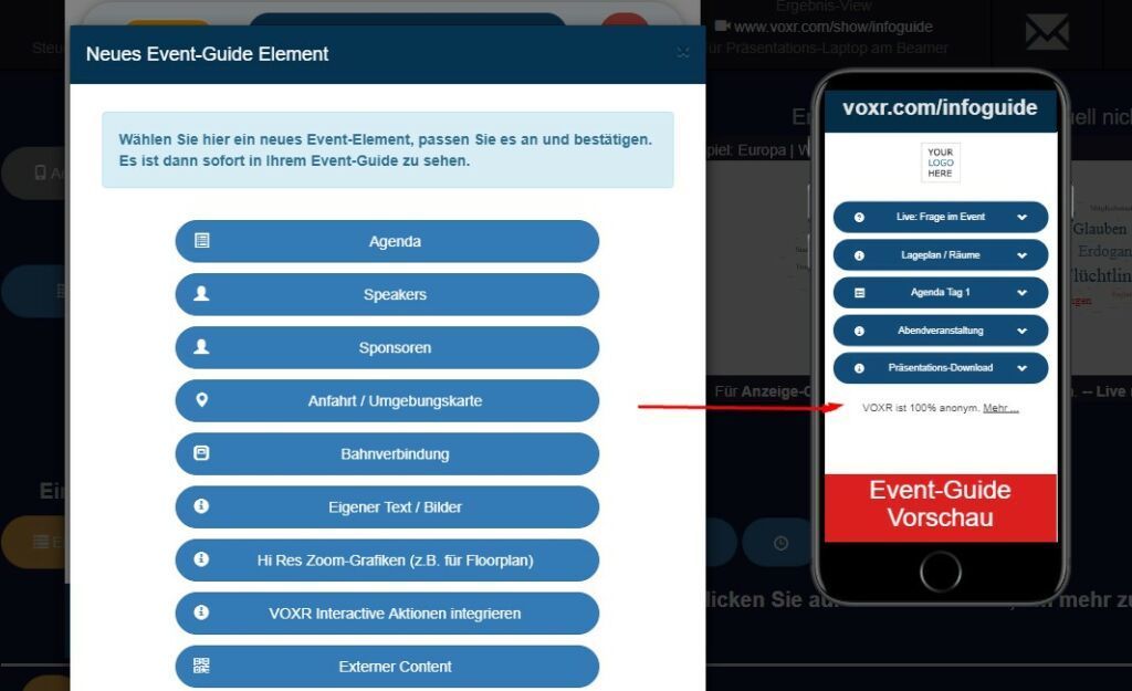 VOXR Info-Guide: ersetzt Event-App