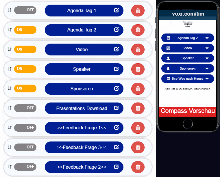 Dynamic switching in the VoxR Event-App Dynamic switching in the VoxR Event-App